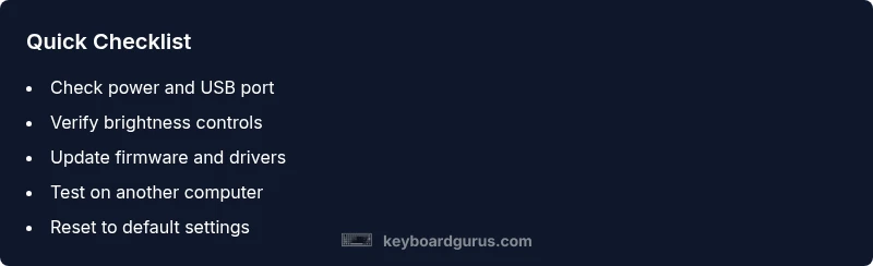 Checklist for keyboard backlight troubleshooting