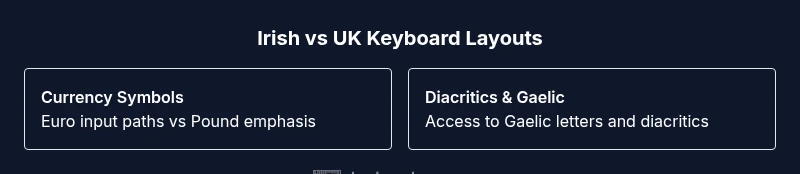 Comparison infographic showing Irish vs UK keyboard features