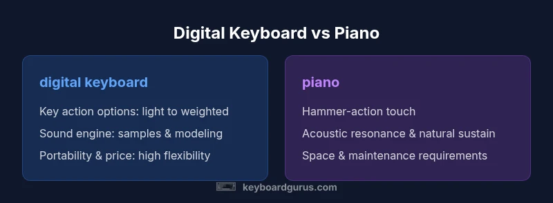 Infographic comparing digital keyboard vs piano features