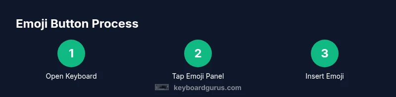 Process diagram showing how to access and use the Samsung keyboard emoji button