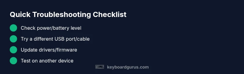 Infographic checklist for troubleshooting a keyboard that stops working