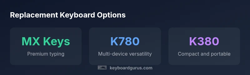Comparison of replacement keyboards MX Keys, K780, and K340 on a desk