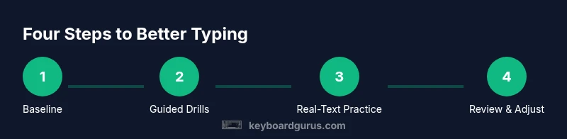 Process infographic showing four steps to better typing with online practice
