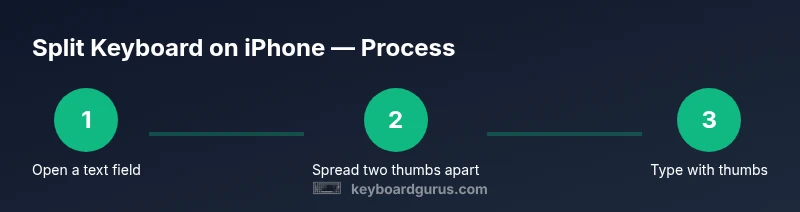 Process infographic showing how to split a keyboard on iPhone