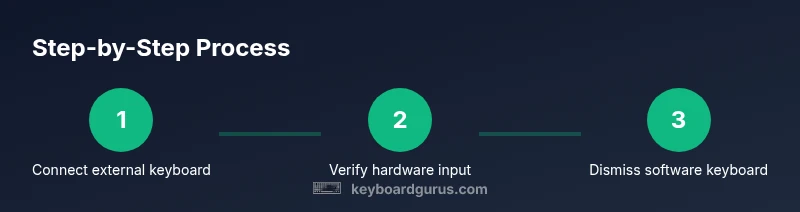 Process diagram showing steps to hide iPad on-screen keyboard when using an external keyboard