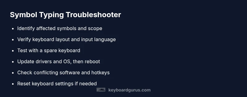 Checklist graphic for troubleshooting keyboard symbol typing