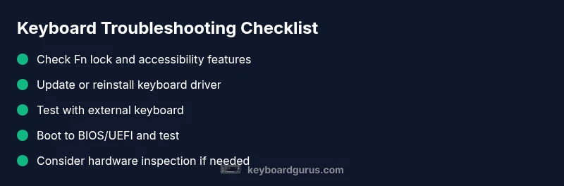 Checklist infographic for laptop keyboard troubleshooting