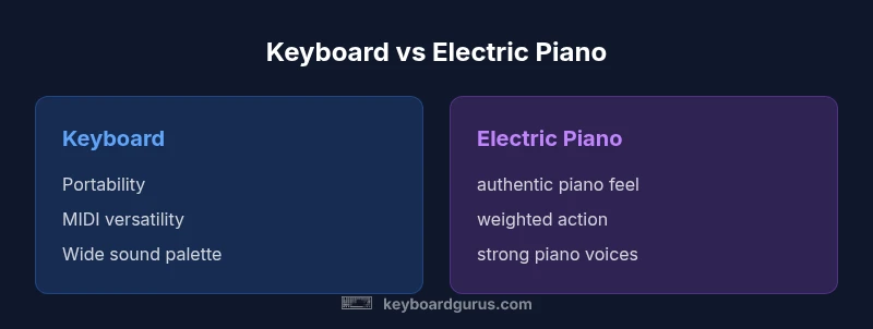 Comparison infographic showing keyboard vs electric piano features