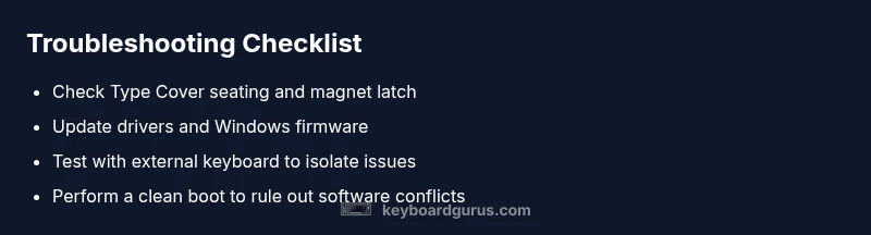 Checklist infographic for Surface Pro keyboard troubleshooting