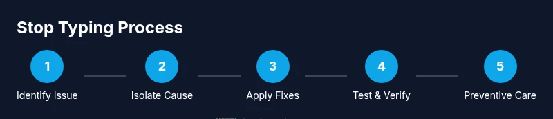 Process diagram showing steps to stop a keyboard from typing
