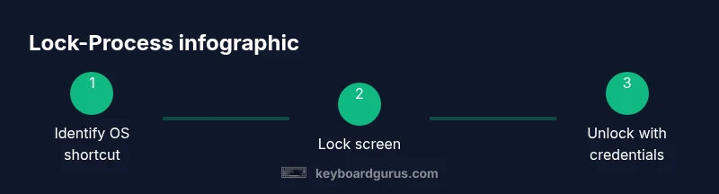 Process infographic showing steps to lock computer with keyboard